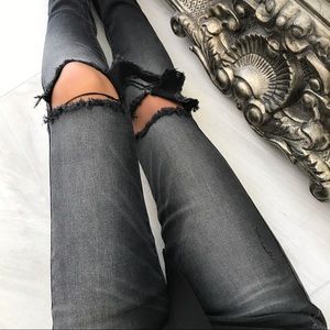 MADIXX Black Wash Damage Knee Denim